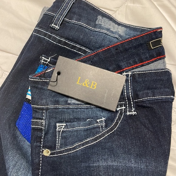 L&B pants Size 12 with Mexican blanket patches - Picture 3 of 3